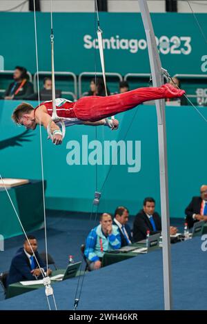 Rio, Brasilien - 23. Oktober 2023, künstlerische Gymnastik der Männer bei den Panamerikanischen Spielen 2023, die am Nachmittag dieses Montag (23) stattfanden, im The Stockfoto