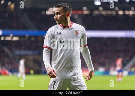 Madrid, Spanien. Februar 2024. Alex Berenguer von Athletic Bilbao, der während des Fußballspiels im Halbfinale des Copa del Rey-Turniers zwischen Atletico Madrid und Athletic Bilbao im spanischen Estadio Metropolitano zu sehen war. Quelle: Unabhängige Fotoagentur/Alamy Live News Stockfoto