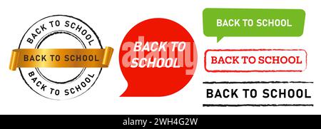 Back to School Stempel und Sprech Bubble Label Sticker Element Schüler lernen Bildung Stock Vektor