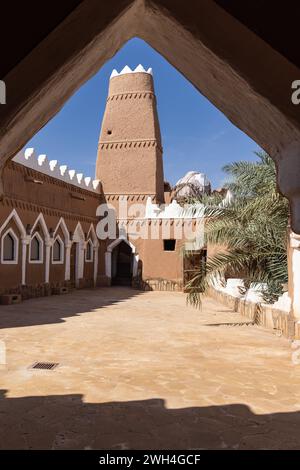 Ushaiger Heritage Village, Riad, Saudi-Arabien, Naher Osten. Innenhof im Ushaiger Heritage Village. Stockfoto