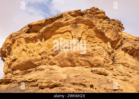 Naher Osten, Saudi-Arabien, Provinz Hail, Jubbah. Felsformation mit Petroglyphen am ob Sinman Mountain. Stockfoto