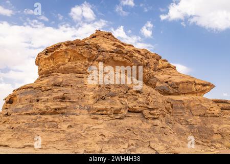 Naher Osten, Saudi-Arabien, Provinz Hail, Jubbah. Felsformation mit Petroglyphen am ob Sinman Mountain. Stockfoto