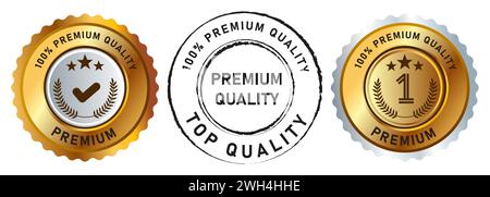 Hochwertige schwarz-goldene Stempelsiegel garantieren ein gutes Produkt Stock Vektor