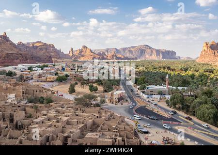 Naher Osten, Saudi-Arabien, Medina, Al-Ula. Alte Ruinen in der Altstadt von Al-Ula. Stockfoto