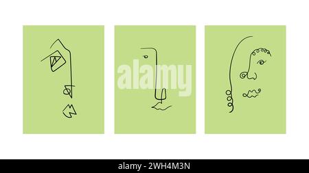 Moderne abstrakte Linie mit minimalistischen Frauengesichtern. Vektor 10 eps Illustrationen Design. Stock Vektor