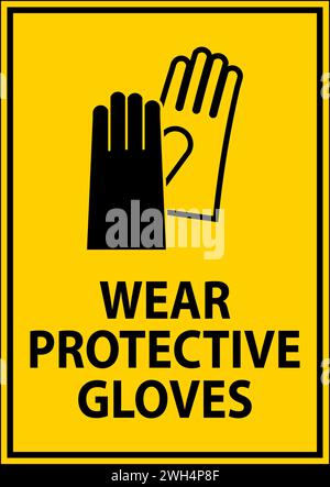 Achtung Schutzhandschuhe tragen Stock Vektor