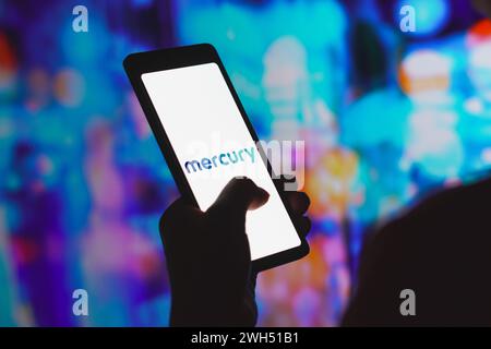 Brasilien. Februar 2024. In dieser Abbildung wird das Mercury Systems Logo auf einem Smartphone-Bildschirm angezeigt. Quelle: SOPA Images Limited/Alamy Live News Stockfoto