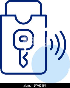 Elektronische Schlüsselkarte im Geldbeutel. Pixelperfekter, bearbeitbarer Kontur Stock Vektor