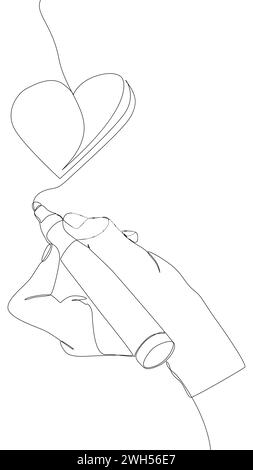 Eine durchgehende Herzlinie, die mit einem Filzstift gezogen wird. Thin Line Illustration Vektor Valentinstag Konzept. Konturzeichnung kreative Ideen. Stock Vektor