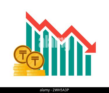 Kasachischer Tenge-Wechselkursrückgang Stock Vektor