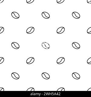 Nahtloses Kaffeebohnenmuster in weißem Hintergrund. Frühstücksdruck Im Morning Cafe. Handgezeichnet. Schwarzweiß-Sketch-Stil mit Doodle. Vektor flach Stock Vektor