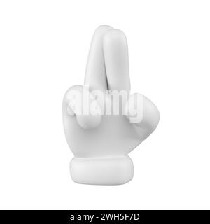 Weiße Emoji-Hand-Finger-Geste isoliert. Glückssymbol- oder Zeichenkonzept. 3D-Rendering. Stockfoto