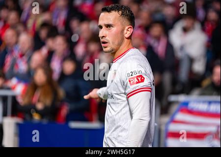 Madrid, Spanien. Februar 2024. Alex Berenguer von Athletic Bilbao sieht beim Copa del Rey Halbfinale Leg 1 von 2 zwischen Atletico Madrid und Athletic Bilbao im Civitas Metropolitan Stadium an. Endergebnis: Atletico Madrid 0:1 Athletic Bilbao. Quelle: SOPA Images Limited/Alamy Live News Stockfoto