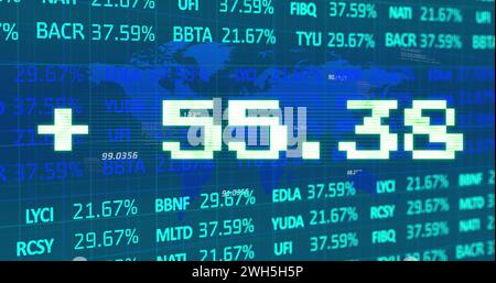 Bild der Datenverarbeitung auf Weltkarte Stockfoto