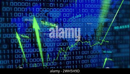 Bild der Datenverarbeitung auf Weltkarte Stockfoto