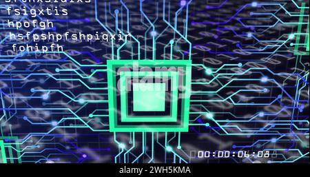 Bild der Datenverarbeitung über ein Netzwerk von Verbindungen Stockfoto