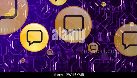 Abbildung: Mediensymbole über das Netzwerk von Verbindungen Stockfoto