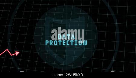 Digitales Datenschutzkonzept, das auf einem Bildschirm mit einem Diagramm angezeigt wird Stockfoto