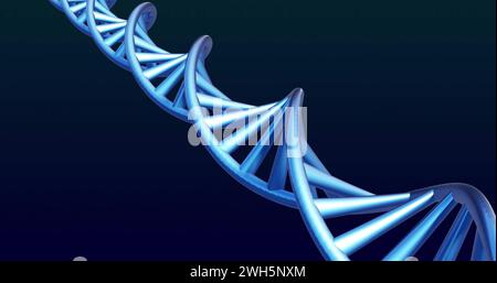 Eine 3D-Illustration einer DNA-Doppelhelix in Blautönen Stockfoto