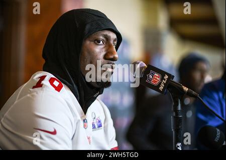 San Francisco 49ers Wide Receiver Deebo Samuel während eines Medientages im Hilton Lake Las Vegas Resort and Spa, Henderson. Bilddatum: Mittwoch, 7. Februar 2024. Stockfoto