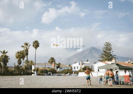 Das Waldfeuer im Sommer in Andalusien, Spanien Stockfoto