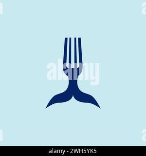 Fish Food Fork Logo. Walschwanzlogo Stock Vektor
