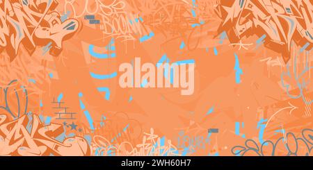Pfirsich Fuzz Abstrakter Urbaner Stil Hiphop Graffiti Street Art Vektor Hintergrund. Vektorabbildung Stock Vektor