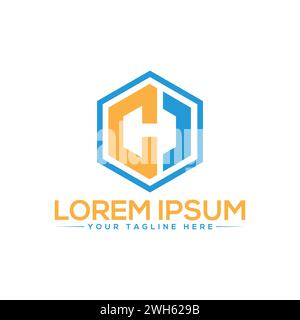 Logodesign mit CH-Letter. Stock Vektor