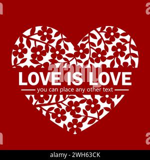 Vektor-Silhouette Hand gezeichnete Illustration. Einladungskarte mit Blumenmuster im Spitzenstil für Hochzeit oder Valentinstag. Schablone zum Laserschneiden Stock Vektor