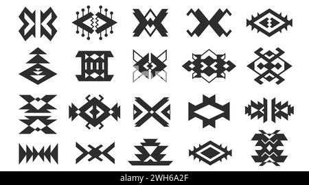 Azteken Navajo Formen Setzen Südwestliche Kunstsymbole Stock Vektor