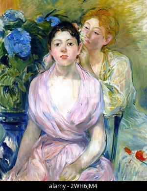 Berthe Morisot (1841–1895), Französisch, Impressionismus - die zwei Schwestern mit Hortensien - Les Deux Soeurs avec hortensias Stockfoto