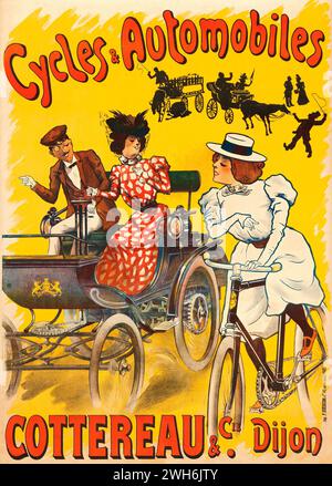 Cycles & Automobiles Cottereau & Cie, Dijon (1905) antikes Werbeplakat Stockfoto