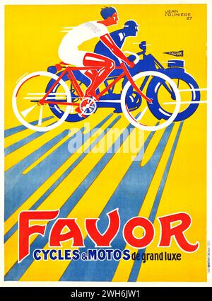 Favor Cycles & Motos French Advertising Poster (Gaillard, Paris, 1927) - Jean Prunière Kunstwerk Stockfoto