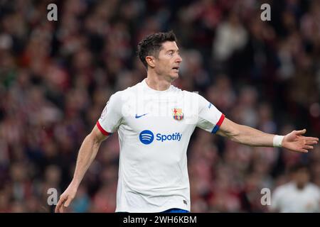 #9 Robert Lewandowski vom FC Barcelona während des Copa del Rey Quarter Final-Spiels zwischen Athletic Club und FC Barcelona im San Mames Stadium am 24. Januar 2024 in Bilbao, Spanien. Foto von Victor Fraile / Power Sport Images Stockfoto