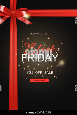 Black friday Sale Werbebanner mit glänzenden Ballons, Shopping Sale und Rabatt festlich. Vektorabbildung Stock Vektor