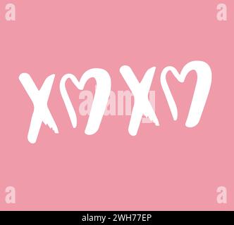 Vektor-Hand gezeichnete Xoxo-Schrift mit Herz Stock Vektor