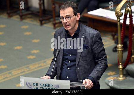 Brüssel, Belgien Februar 2024. CD&V Wouter Beke, abgebildet während einer Plenarsitzung der Kammer im Bundesparlament in Brüssel am Donnerstag, den 08. Februar 2024. BELGA PHOTO ERIC LALMAND Credit: Belga News Agency/Alamy Live News Stockfoto