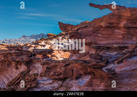 Zerbrechliche erodierte aztekische Sandsteinformationen in Little Finland, Gold Butte National Monument, Nevada. Stockfoto