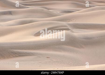 Pastelllicht auf den Mesquite Flat Sand Dunes nach Sonnenuntergang in der Mojave Wüste im Death Valley National Park, Kalifornien. Stockfoto