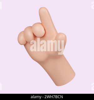 3D-Handgeste. Berühren oder klicken Sie auf das Symbol. Alternativer Zeiger, um das richtige Ziel auszuwählen. Symbol isoliert auf gelbem Hintergrund. 3D-Rendering Stockfoto