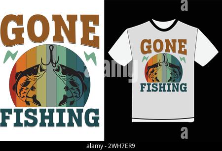 Gone Fishing T-Shirt-Designs Stock Vektor