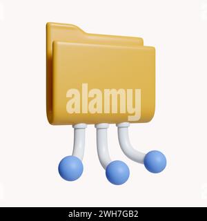 3D-Dateiübertragung des Dokuments. Symbol isoliert auf weißem Hintergrund. 3D-Darstellung. Beschneidungspfad. Stockfoto