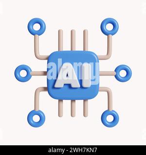 3D-Leiterplatte. Technologie. Prozessoren CPU-Konzept. Digitaler Chip der Hauptplatine. Symbol isoliert auf weißem Hintergrund. 3D-Darstellung. Beschneiden Stockfoto