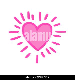 Doodle Pink Shining Heart Stock Vektor