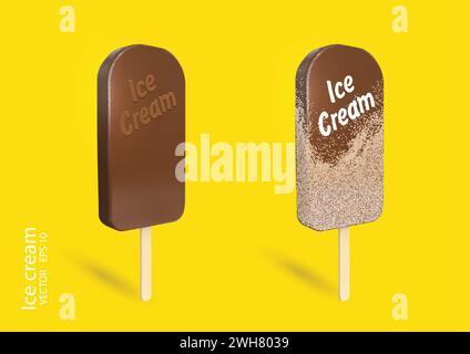 Schokoladeneis - süßes Dessert - Milcheis, Vektor Stock Vektor