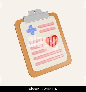 Symbol für 3D-medizinische Umfrage. Krankenhauspatientensymbol. Klassischer flacher STYLE. Symbol für Verlaufsdaten. Symbol isoliert auf weißem Hintergrund. 3D Stockfoto