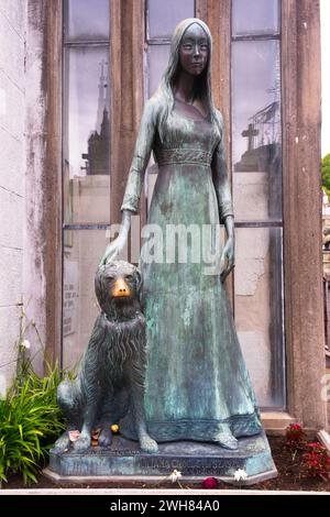 Der Friedhof von Recoleta hat über 6.400 Statuen, Sarkophage und Krypten, die an einige der berühmtesten Menschen Argentiniens erinnern, darunter „Evita Peron“ Stockfoto