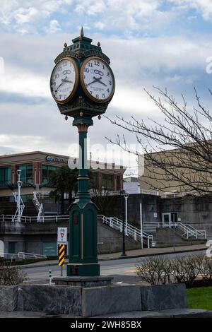 Uhrenturm im Maffeo Sutton Park in Nanaimo, British Columbia, Kanada Stockfoto