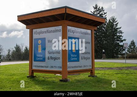 Erkunden Sie das Nanaimo-Schild im East Wellington Park in Nanaimo, British Columbia, Kanada Stockfoto