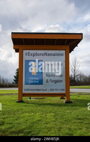 Erkunden Sie das Nanaimo-Schild im East Wellington Park in Nanaimo, British Columbia, Kanada Stockfoto